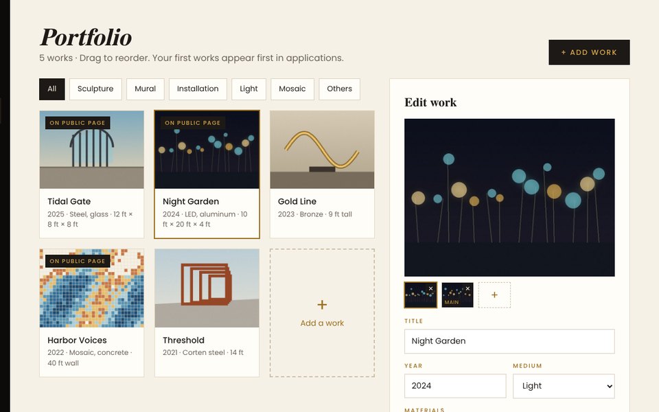 Portfolio & Virtual Gallery in ArtBiz.ai